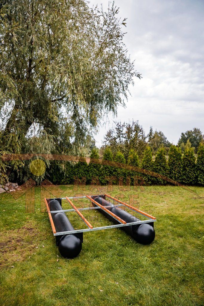 C.01.2  Schwimmsteg Modul 3m x 2m mit Holzlatten und runde Endungen